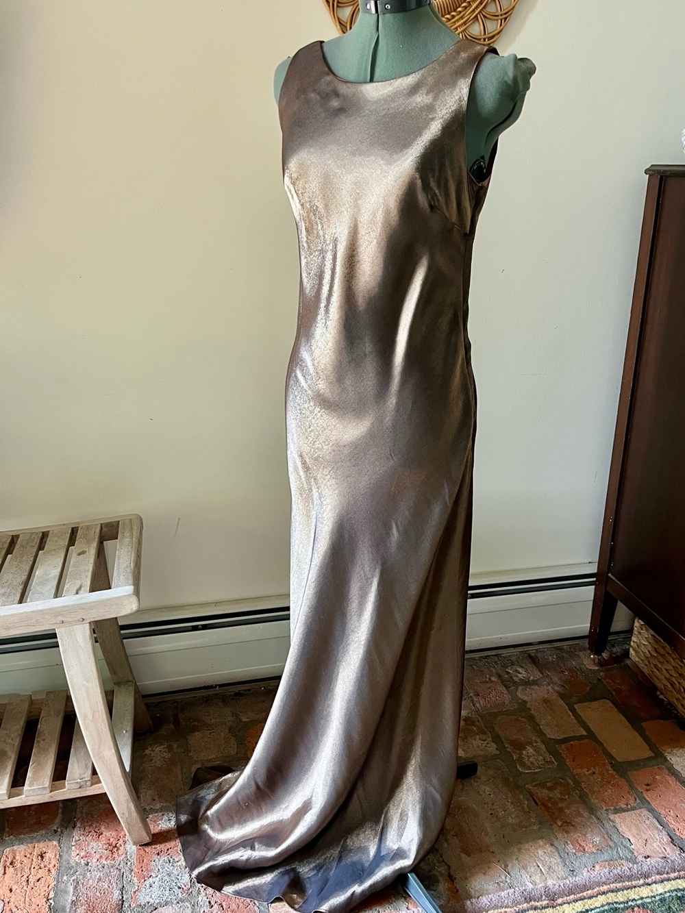 Vintage De Laru Linda Bernell Metallic Maxi Dress 9/10 M